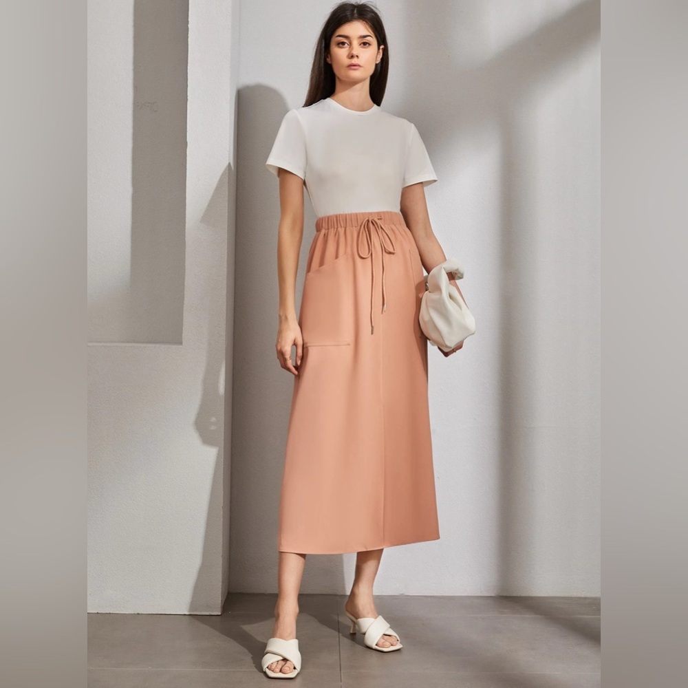 Chic Blush Midi Skirt